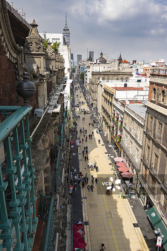 从上方看到的马德罗街，墨西哥城图片素材