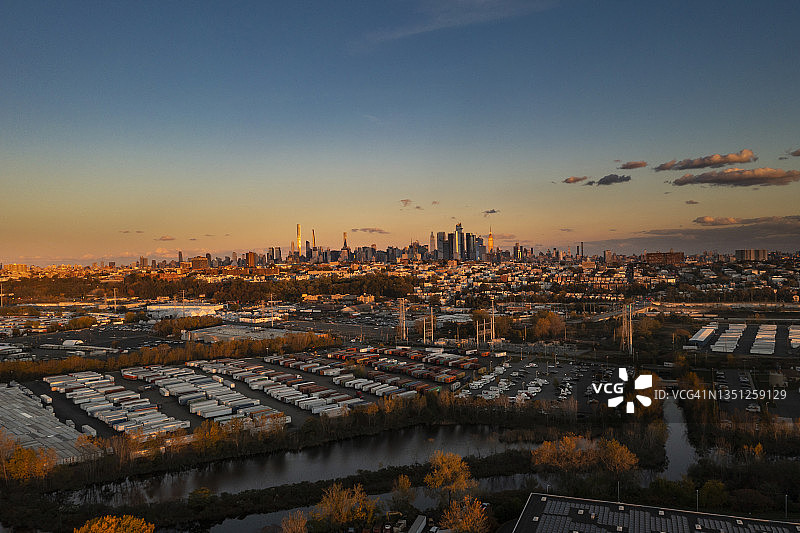 纽约城市日落天际线图片素材