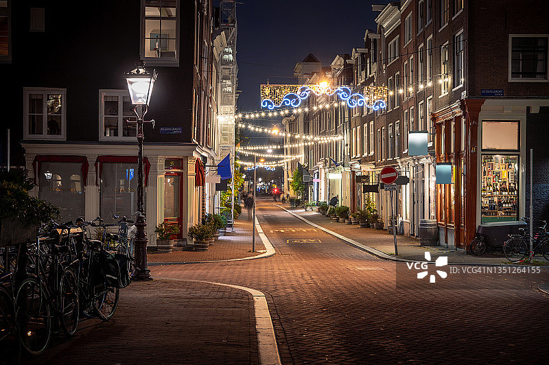 阿姆斯特丹约旦区夜景购物街图片素材