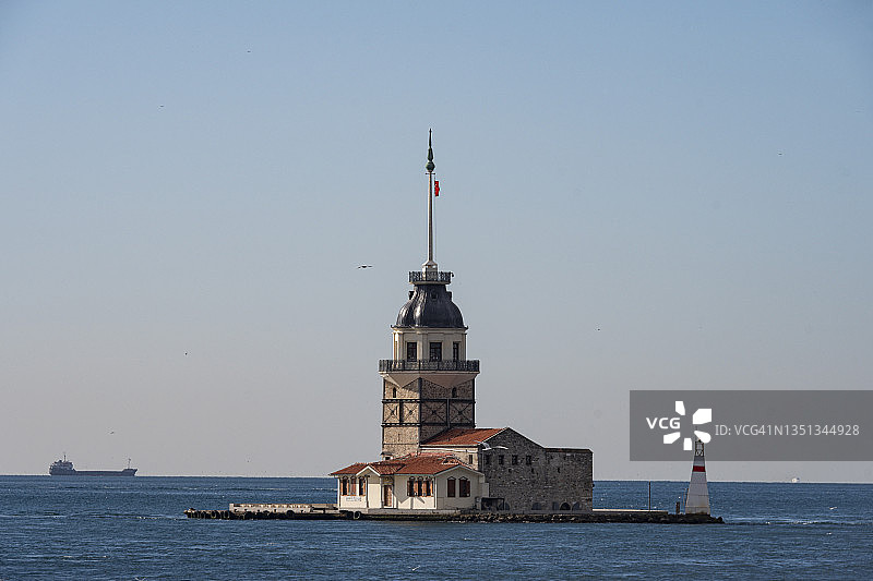 土耳其伊斯坦布尔的少女塔（Leander塔，Kiz Kulesi）图片素材