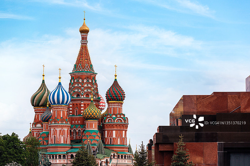 圣瓦西里大教堂和列宁墓图片素材