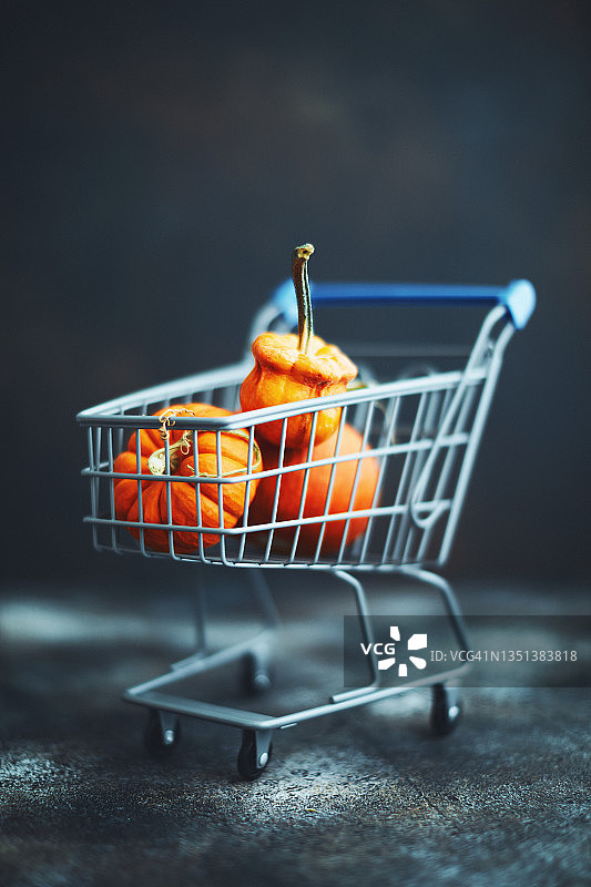 小购物车里的南瓜，黑色星期五促销图片素材