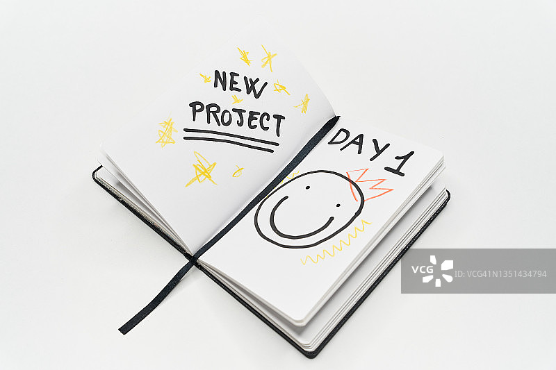 白色桌面上待办事项计划本，准备迎接新项目图片素材