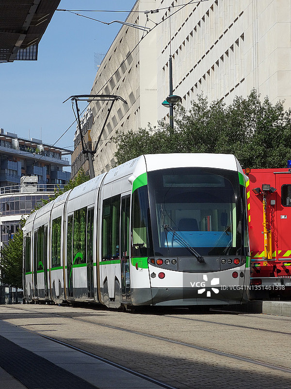 法国南特的公共交通和紧急服务图片素材