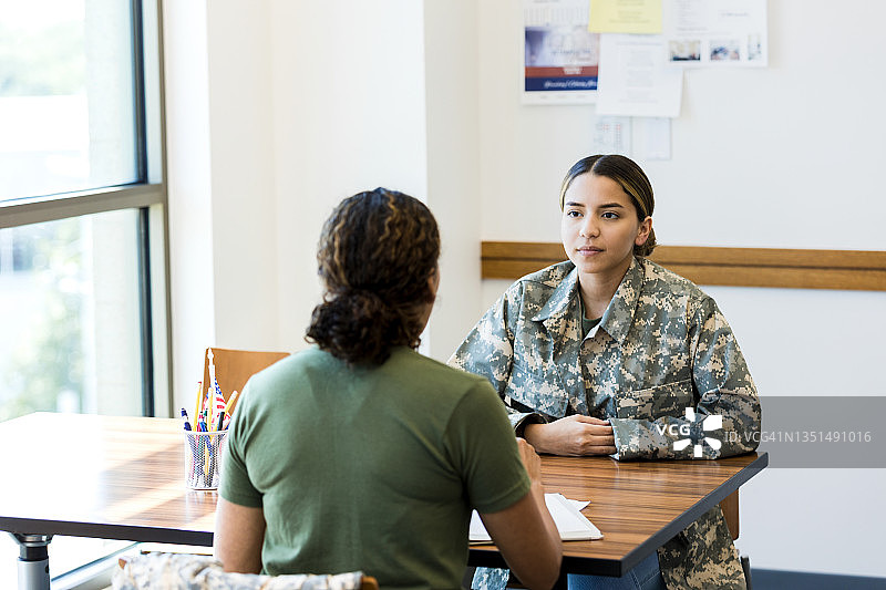 女兵参加心理辅导图片素材