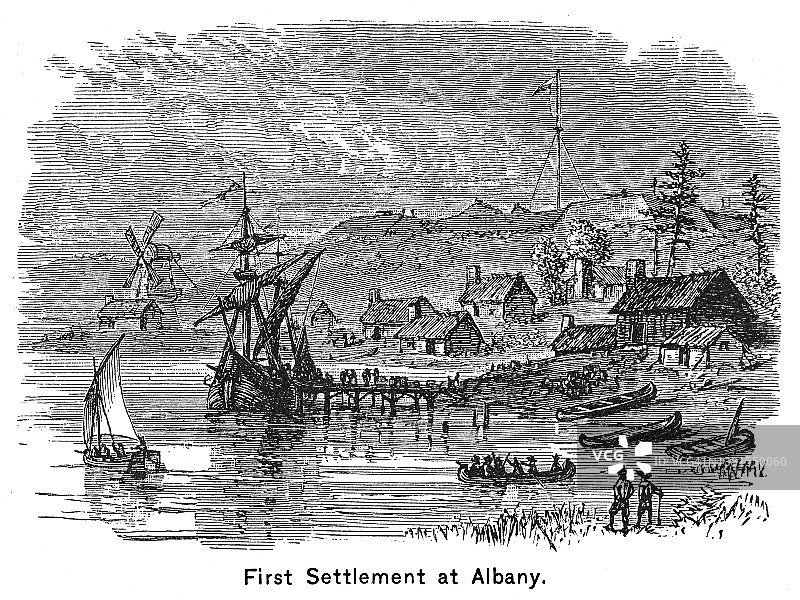 17世纪纽约奥尔巴尼的第一个荷兰定居点图片素材