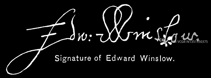1620年搭乘五月花号的清教徒爱德华·温斯洛的签名图片素材