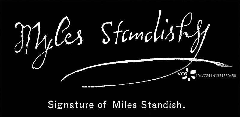 迈尔斯·斯坦迪什签名（英国军官、普利茅斯殖民地军事顾问）图片素材