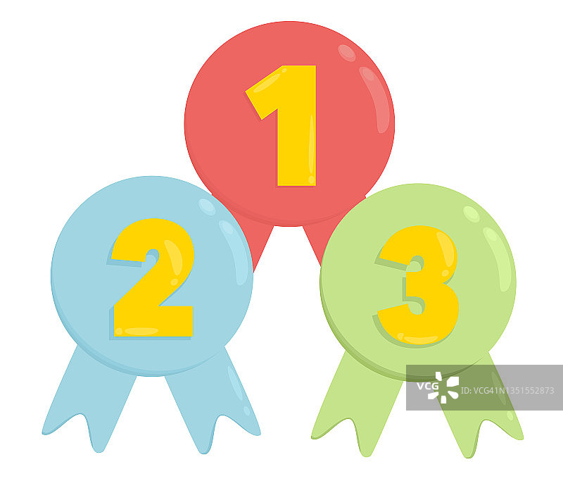 手绘优胜者奖牌数字插图图片素材