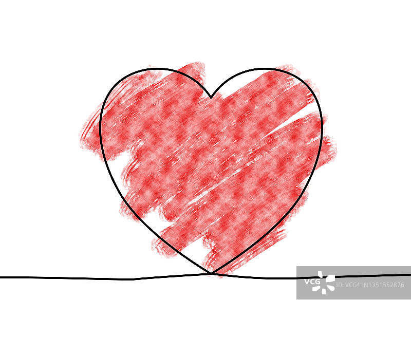 红色或粉色心形单线画图片素材