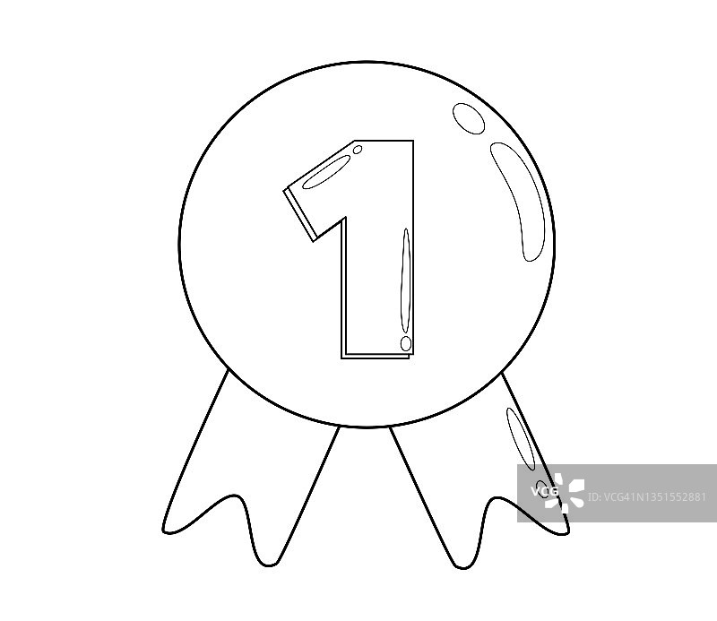 手绘优胜者奖牌数字插图图片素材