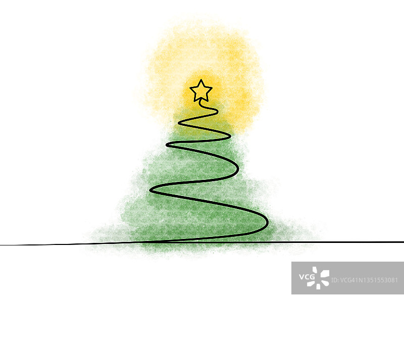 单线圣诞树插画图片素材