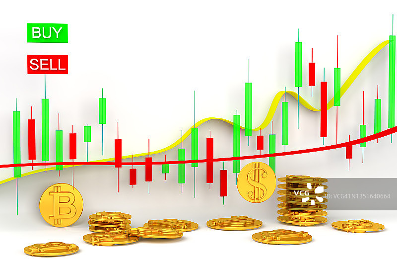 股市和加密货币交易投资概念图图片素材