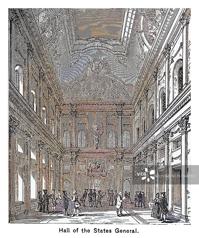 阿姆斯特丹荷兰州议会大厅17世纪中叶景象古版画图片素材