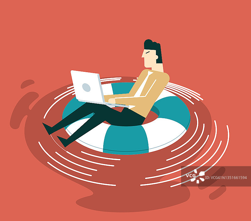 救生圈里的商人图片素材