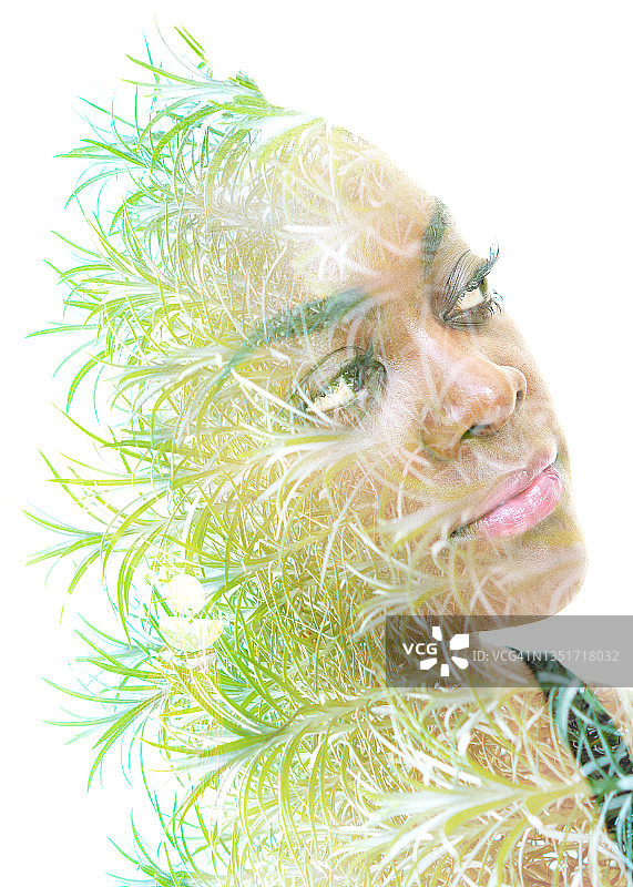 创意双重曝光年轻女子肖像图片素材