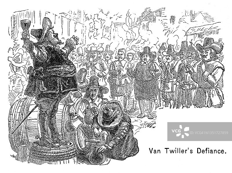 新尼德兰阿姆斯特丹堡古老雕刻插图图片素材