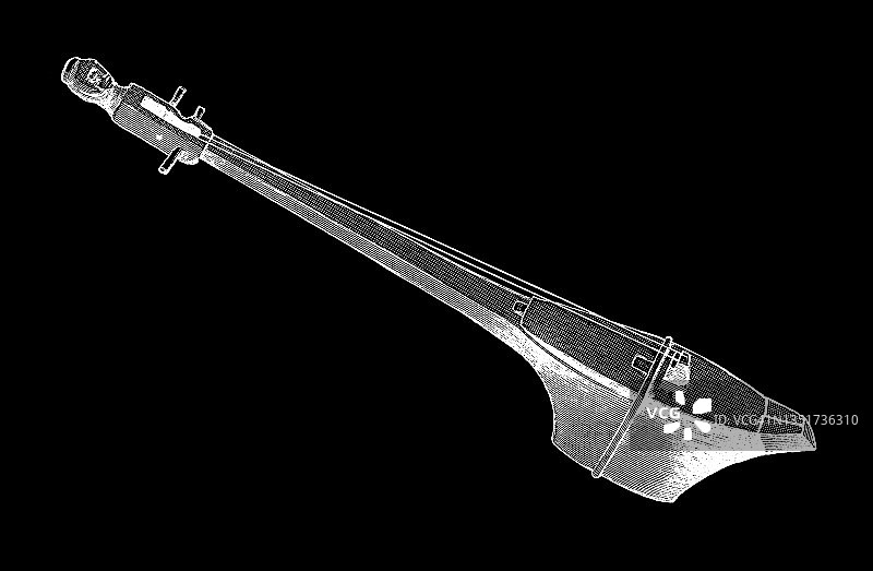 马来文化：小提琴古老雕刻插图图片素材