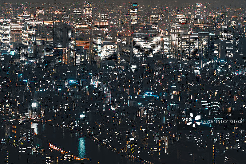 东京城市俯瞰夜景图片素材