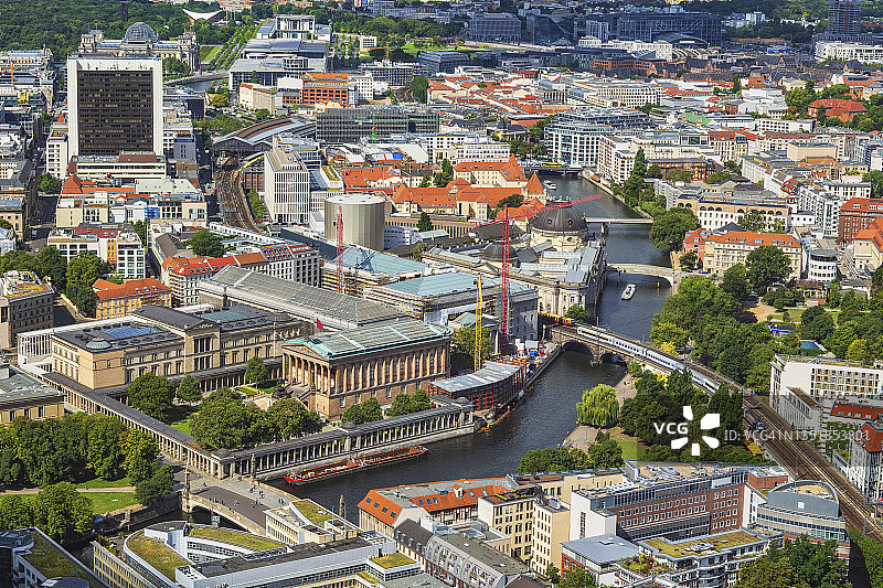 德国柏林博物馆岛和施普雷河运河航拍图片素材