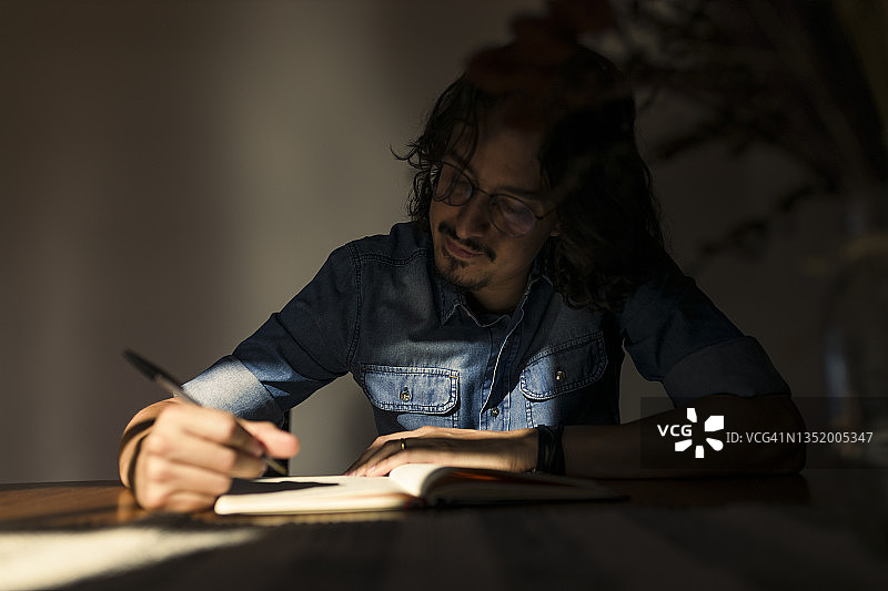 写作和作曲的男人图片素材