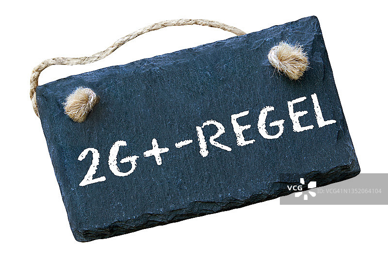 德国新冠2G+规则和标志，白色背景特写图片素材