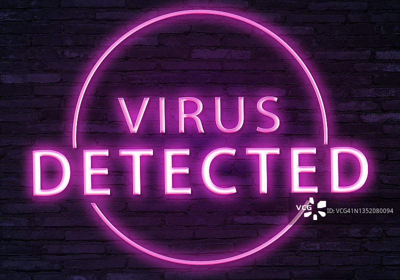 霓虹灯下的病毒检测标志图片素材