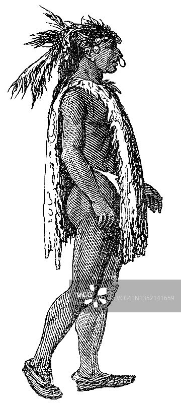 印第安酋长古老雕刻插图图片素材