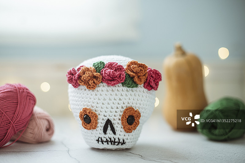 墨西哥钩针骷髅头装饰（亡灵节）图片素材