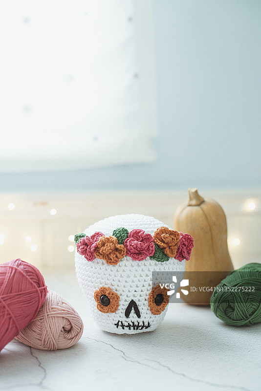 墨西哥钩针骷髅头装饰（亡灵节）图片素材