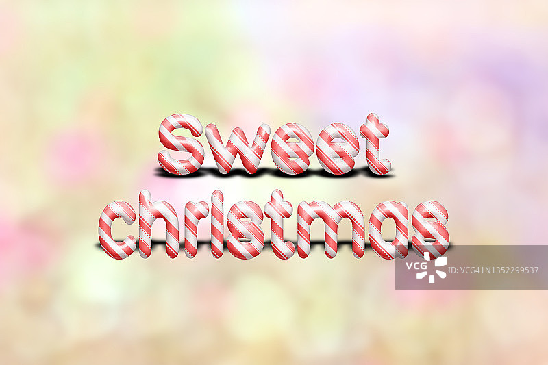 糖果手杖效果圣诞快乐文本，贺卡、宣传单或海报图片素材