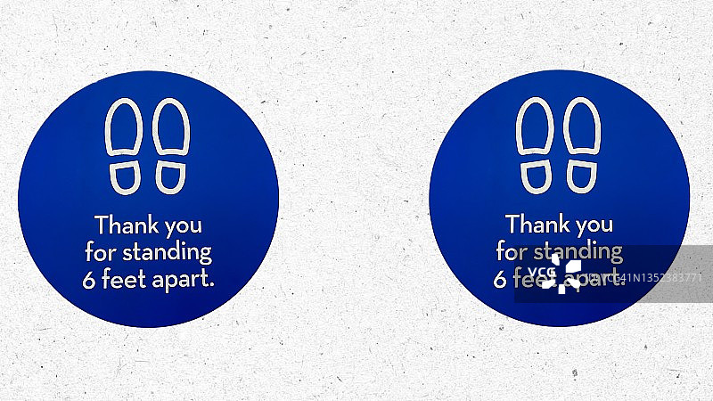 保持6英尺距离提示标志图片素材
