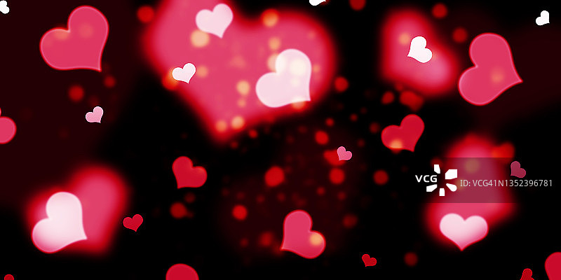心形红色散焦灯光背景图片素材