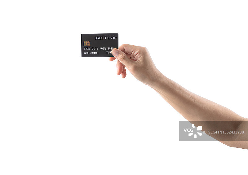 手持信用卡（白色背景）图片素材