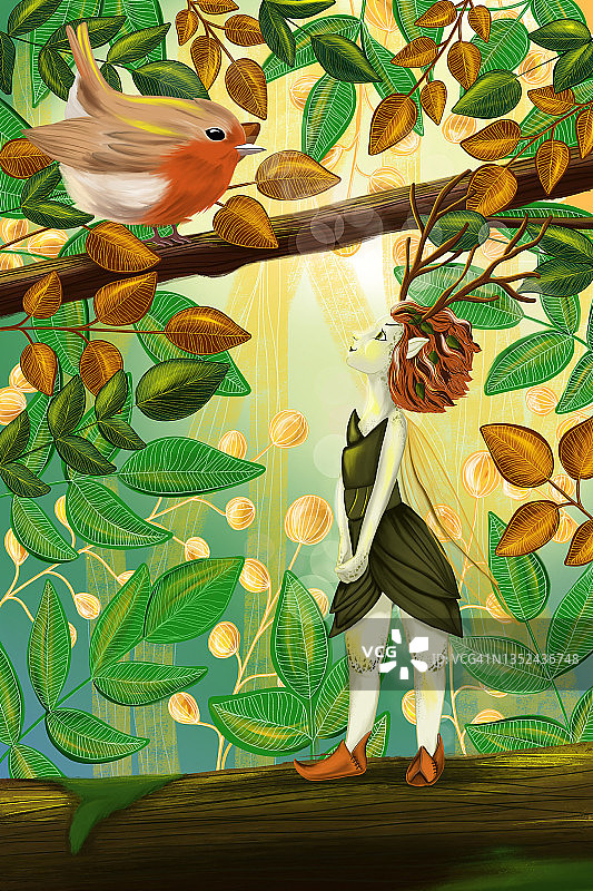 仙女和知更鸟图片素材