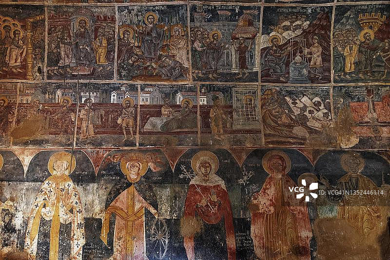希腊阿雷奥波利斯Agios Jannis Prodromos希腊东正教教堂15世纪的湿壁画图片素材