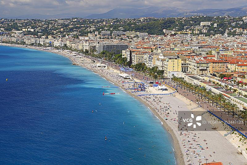 从尼斯城堡山望去，法国普罗旺斯-阿尔卑斯-蓝色海岸图片素材