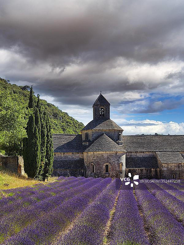 法国沃克吕兹省戈尔代斯塞南克圣母院的罗马式西多会修道院图片素材