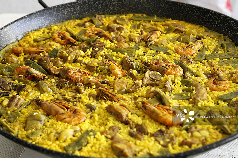 西班牙海鲜饭特写图片素材