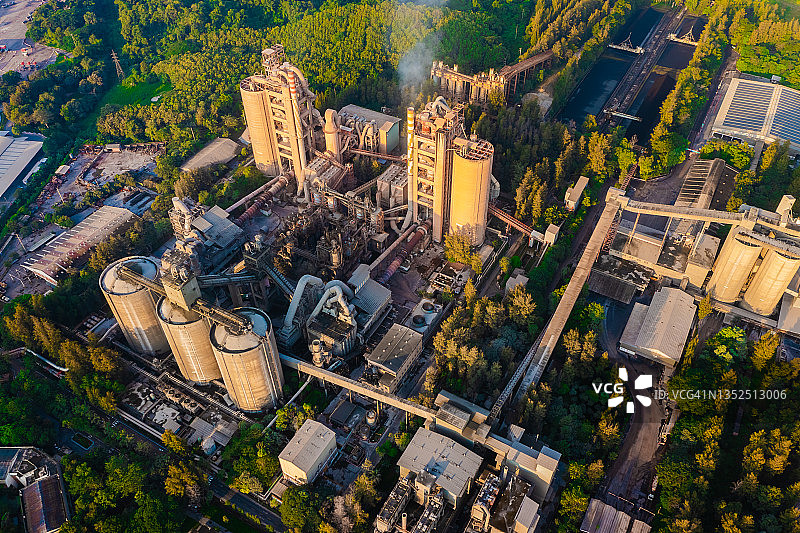 水泥混凝土制造厂航拍图片素材