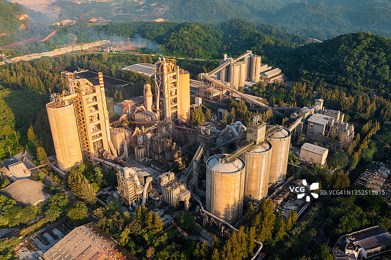 水泥混凝土制造厂航拍图片素材