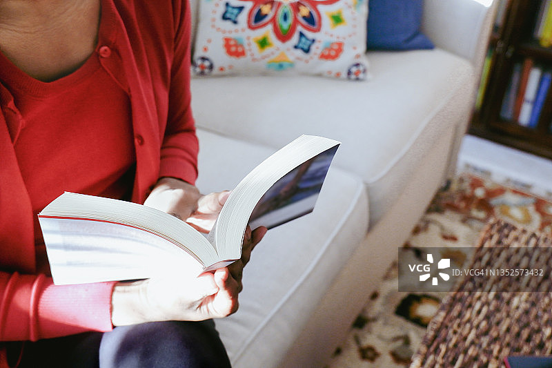 在沙发上看书的女人图片素材