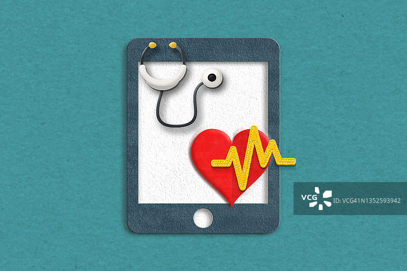 纸艺风格的远程医疗/远程健康在线概念图图片素材