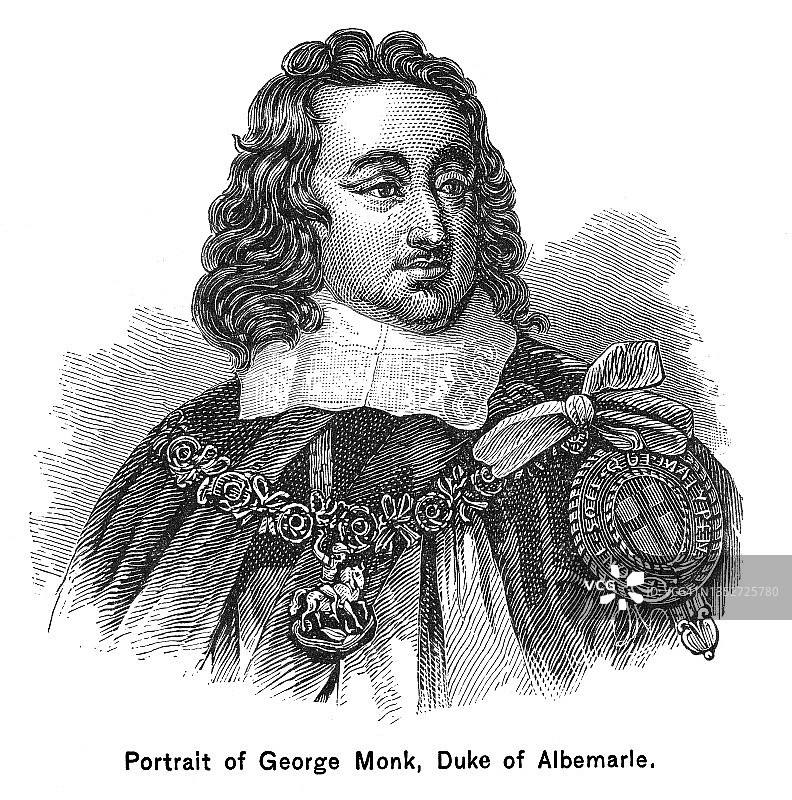 第一代阿尔伯马尔公爵乔治·蒙克肖像，英国士兵和政治家图片素材
