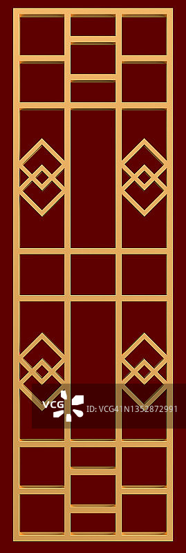 中式门图案3D插画图片素材