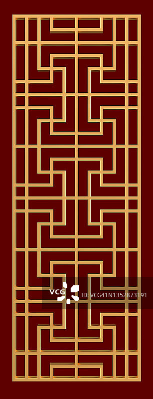 中式门图案3D插画图片素材