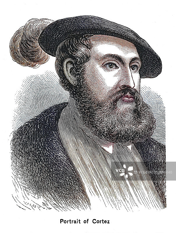 西班牙探险家埃尔南多·科尔特斯肖像图片素材