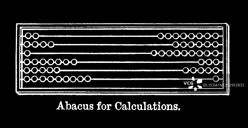 算盘（计数框）的旧版插图，一种自古以来使用的计算工具图片素材