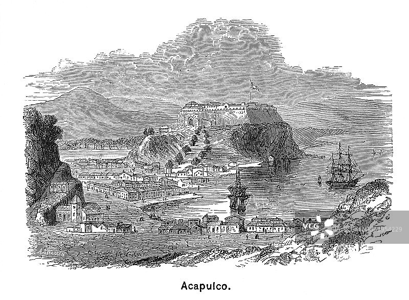 墨西哥阿卡普尔科古镇和城堡图片素材