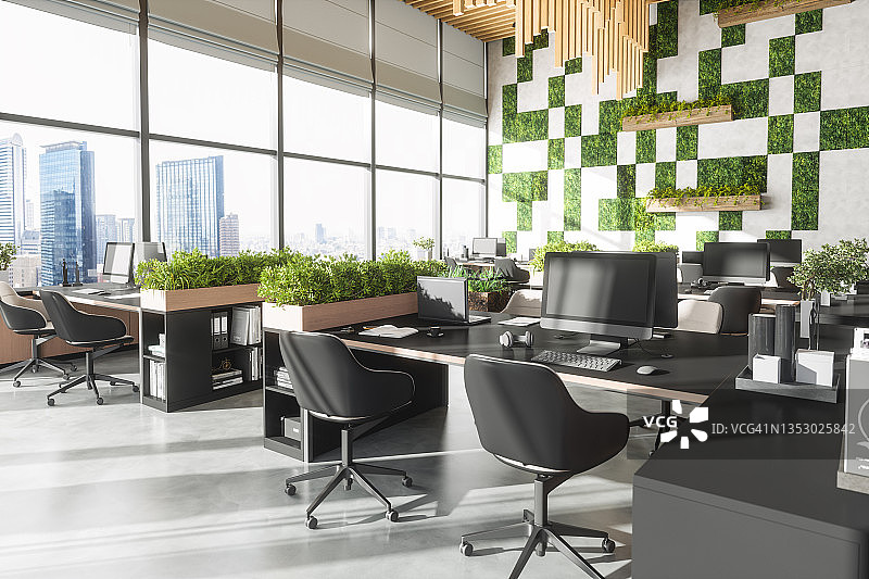 现代绿色办公室室内设计图片素材